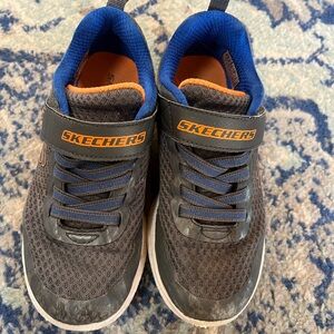 Skechers Kids Gray and Blue Sneakers with Orange Accents